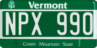 VT license plate NPX990