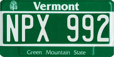 VT license plate NPX992