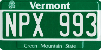 VT license plate NPX993