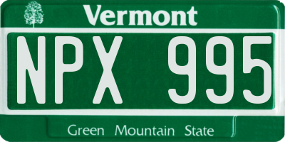 VT license plate NPX995