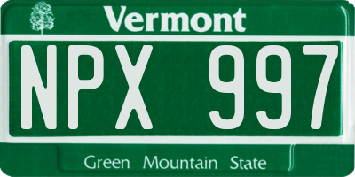 VT license plate NPX997