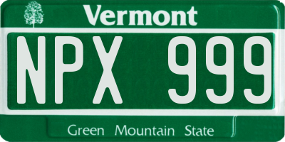 VT license plate NPX999