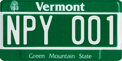 VT license plate NPY001