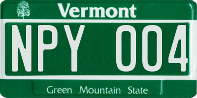 VT license plate NPY004