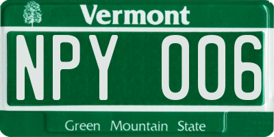 VT license plate NPY006