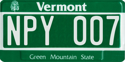 VT license plate NPY007