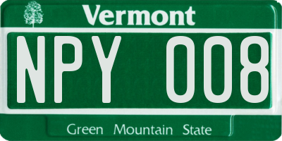VT license plate NPY008