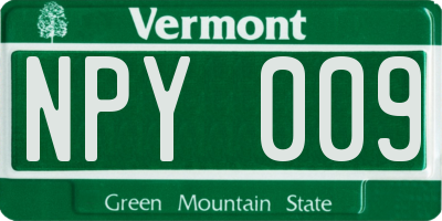 VT license plate NPY009