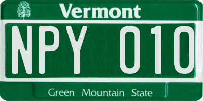 VT license plate NPY010