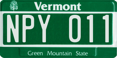 VT license plate NPY011
