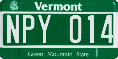 VT license plate NPY014