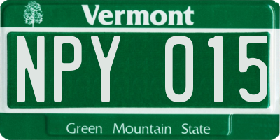 VT license plate NPY015