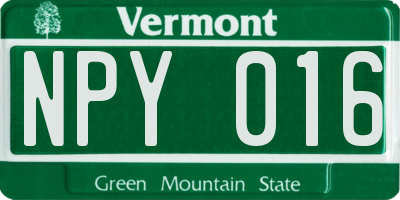 VT license plate NPY016