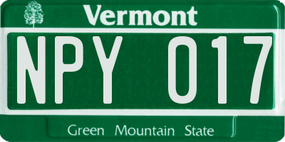 VT license plate NPY017