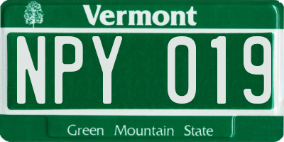 VT license plate NPY019