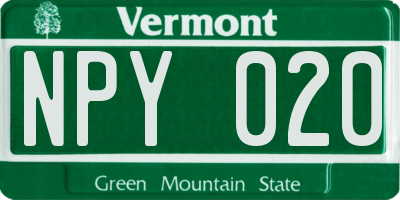 VT license plate NPY020