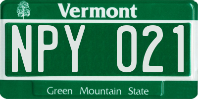 VT license plate NPY021