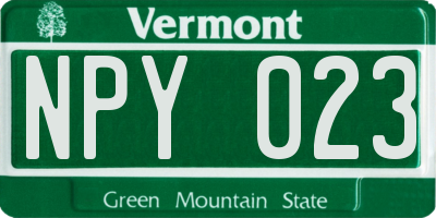 VT license plate NPY023