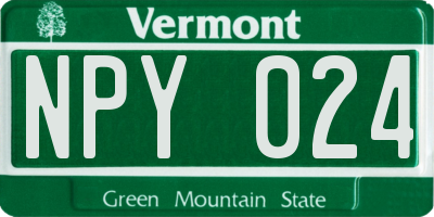 VT license plate NPY024