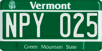 VT license plate NPY025