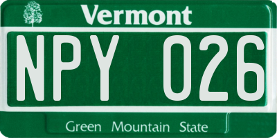 VT license plate NPY026