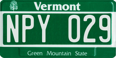 VT license plate NPY029