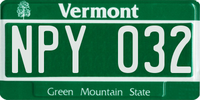 VT license plate NPY032
