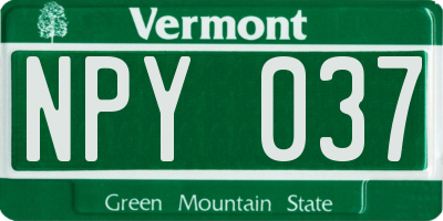 VT license plate NPY037