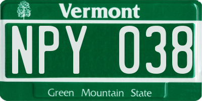 VT license plate NPY038