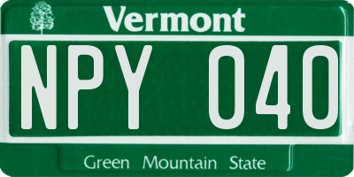 VT license plate NPY040