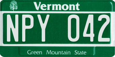 VT license plate NPY042