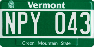 VT license plate NPY043