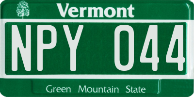 VT license plate NPY044
