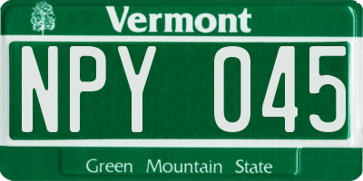 VT license plate NPY045