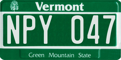 VT license plate NPY047