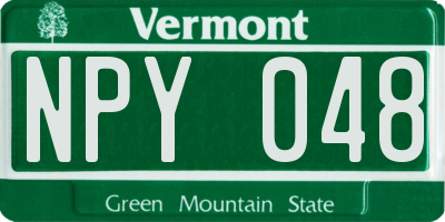 VT license plate NPY048
