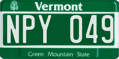 VT license plate NPY049