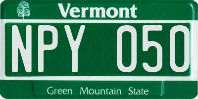 VT license plate NPY050