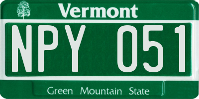 VT license plate NPY051