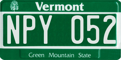VT license plate NPY052