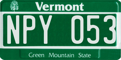 VT license plate NPY053