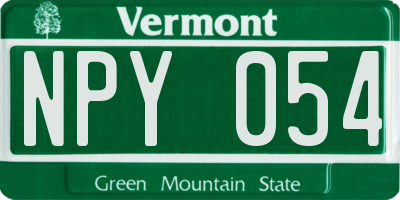 VT license plate NPY054