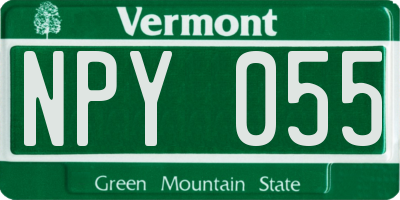 VT license plate NPY055