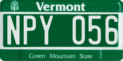 VT license plate NPY056