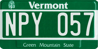 VT license plate NPY057
