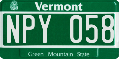 VT license plate NPY058