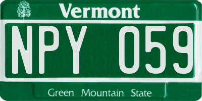VT license plate NPY059