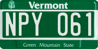 VT license plate NPY061