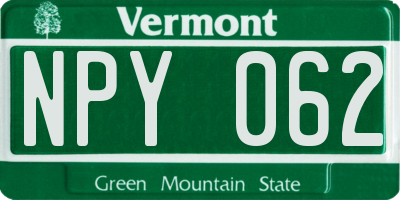 VT license plate NPY062