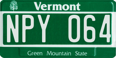 VT license plate NPY064
